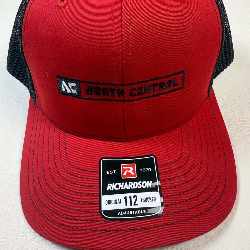 Richardson 112 Trucker Hat Red Black North Central NC Embroidered Snapback Cap
